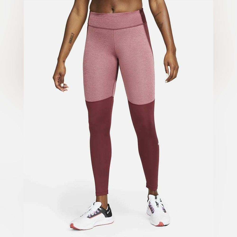 Nike One Women's Running Tights Mid-Rise Training Berry DM1555-638 XS Leggings